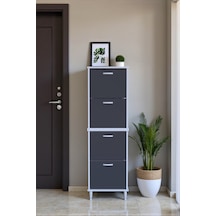 Eliusta Elenio 52 Cm Genişlik Antrasit Renk Ayaklı 4 Kapaklı Ayakkabılık 52x168x26 Cm Ayakkabılık Antrasit