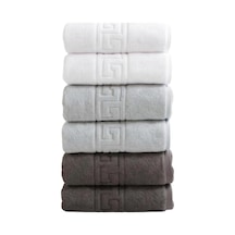 6'lı El Ve Yüz Havlusu Seti 50x90 Cm -%100 Pamuk, Yüksek Emici, Grek Desenli - Ev, Otel, Spa Beyaz-gri-antrasit