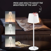 Topshop1 Beyaz Dokunmatik Dimli 8 Köşeli Led Masa Lambası, Usb Şarj, Ayar Çubuğu, Işık Stüdyo Aydınlatma