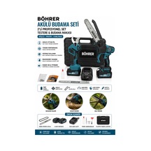Böhrer Ba011384 2 Akülü 50mm Budama Makası Ve 20cm Kömürsüz Budama Testeresi - 10pilli
