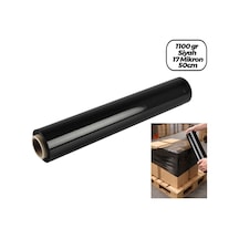 6 Adet Brüt:1100gr Net Streç :600gr Siyah Koli - Palet Streç Film 17 Mikron 50cm