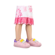 Kiko Kids Oyo İlk Adım Bebe Cırtlı Işıklı Kız Bebek Spor Ayakkabı Pudra - Sarı