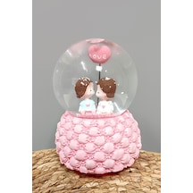 Balon - 140 - Pilli Müzikli Işıklı Kar Küresi -orta - Edntrend - Boy- Pembe
