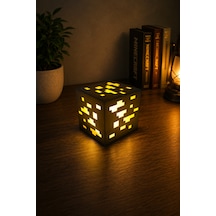 Minecraft Altın Blok Gece Lambası Led Ortam Işığı 8x7cm Ebat