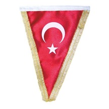 Türk Bayrağı Üçgen Simli Bayrak 25 x 17 CM