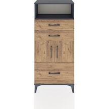 Hyperion Dolap 2 Raflı 3 Çekmeceli 2 Kapaklı 60x44x134 Antrasit-çam Antrasit