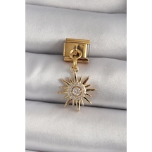 316l Çelik Gold Renk Sallantı Zirkon Taşlı Güneş Model Nomination Charm Çok Renkli