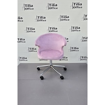 Coket Çalışma Koltuğu Krom Konik Ayak Pembe