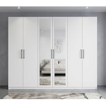 Zeplin Tamamı Mdf 6 Kapaklı Dolap Gardırop Beyaz 180 Cm