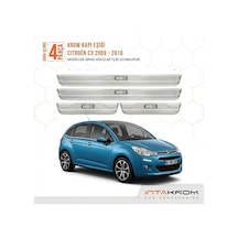 Citroen C3 2009-2016 Uyumlu Satine Krom Kapı Koruma Eşiği 4 Prç
