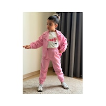 Toikids Kız Çocuk Look Prety Kot Ceketli 3 Lü Kız Takım Pembe