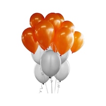 80 Adet Metalik Sedefli Parlak Turuncu Ve Gümüş Balon
