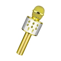 Karaoke Mikrofon Aux Usb Ve Sd Kart Girişli Bluetooth Mikrofon Altın