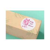 Baby Gırl Shower Partisi Pınk Sticker Mat Etiket Baby Shower Serisi 4 Cm 40 Adet Çok Renkli