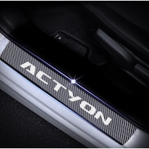 Ssangyong Actyon Carbon Fiber Kapı Eşiği Yazısı Sticker 4Adet