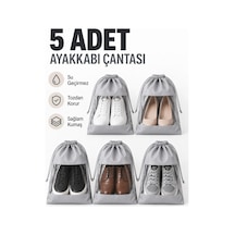 5 Adet Pencereli Ayakkabı Saklama Çantası Bezi Hurç Taşıma Seyahat Organizer Ayakkabı Düzenleyici Gri