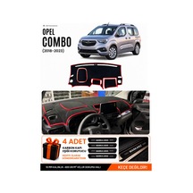 Opel Combo 2018-2023 Uyumlu Torpido Koruma, Torpido Örtüsü, Torpido Kılıfı - Siyah-kırmızı - Op009