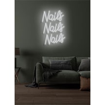 Nails Nails Nails Yazılı Neon Tabela Beyaz