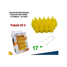 Sivri Mermi Tip Bijon Kapağı Plastik Sarı Renk 17 Mm Bijon Uyumlu 20 Adet
