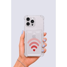 Apple Uyumlu iPhone 15 Pro Max Kartlıklı Aşk Sinyali Desenli Kılıf Çok Renkli Çok Renkli