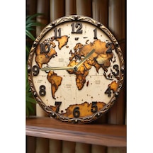 Sessiz Yuvarlak Ahşap Duvar Saati, Kuvars Hareketli 3d Görünümlü 2d Saat Sdw132 Renkli