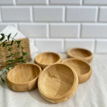 Bambu Yuvarlak Çerezlik Bambu Çerez Kasesi Bambu Kase 6 Adet