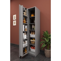 MK19 Kül Gri MK19 Kül Gri MK19 Kül Gri Lüks Çok Amaçlı Kiler Dolabı %100 Mdf Erzak Organizer Mutfak Dolabı Kül Gri MK19 Kül Gri