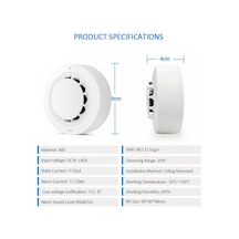 Anjiexun Tuya Wifi Duman Alarmı Duman Dedektörü Duman Evi Yangın Alarmı
