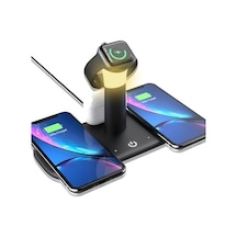 Bw02 Apple Kablosuz Wireless Hızlı Şarj Standı Iwatch Airpods İphone 11 11 Pro 12 12 Pro 13 13 Pro Xs Xr 8 Uyumlu-siyah