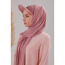 Melodi Scarf Kadın Tesettür Şapkalı Pratik Boneli Hazır Şal Pudra Pudra