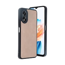 Oppo A38 Kılıf Aras Deri Kapak - Pudra -