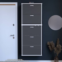 Modilayn Varbi Umay' 2 Li Asma Antre 72x 193x 26 Cm 5 Düşer Kapak 10 Gözayakkabılık Antrasit - Beyaz