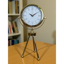 Saray Zarafeti Gold Tripod Üç Ayaklı Metal Masa Saati Renkli