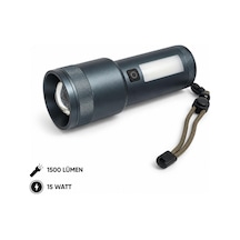 Şarj Edilebilir Zoomlu El Feneri - 1500 Lümen - 15 Watt - Dat - Dt-805 Açık Gri