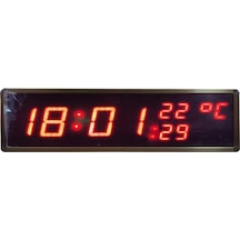 Displayli Saniyeli Dijital Saat Ve Derece Kasa: 17x50 Cm - Kırmızı