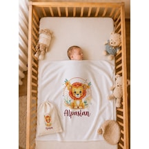 İsme Özel Erkek Bebek Battaniyesi %100 Pamuk 80x80 Cm Çift Kat Penye Ham Bez Kıyafet Kesesi Erkek Bebek Hediyesi 1011bk3x
