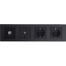 Ovivo Grano Siyah Dörtlü Set Numerins Telefon +tv+priz+priz