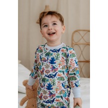 Oh La La Koala Dinozor Desenli Pijama Üst Mavi