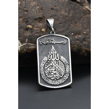 Kolye Ucu 925 Ayar Gümüş Ayetel Kürsi Yazlı