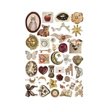 Vintage Light Academia Sticker Seti - Etiket Seti Scrapbook Bullet Journal Kahverengi