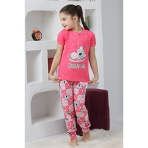 Kapi Kids Kız Çocuk Ayıcık Baskılı - 2 Düğmeli Pijama Takımı 7-1 001