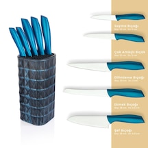 Schafer Quick Chef Standlı Bıçak Seti-6 Parça-Mavi01