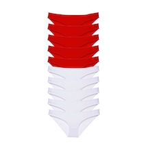 Royaleks 10 adet Süper Eko Set Likralı Kadın Slip Külot Kırmızı Beyaz RYL-EKO10015 Çok Renkli