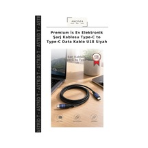 Premium İs Ev Elektronik Şarj Kablosu Type-c To Type-c Data Kablo U18 Siyah