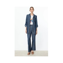 Ekol Kadın Beli Lastikli Bol Paça Pantolon 7050 Indigo Indigo