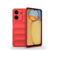 Xiaomi Poco C65 Kılıf Kamera Korumalı Esnek Silikon Parmak Şeritli Pazarplus Kırmızı