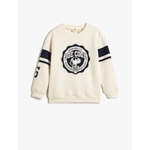 Koton Snoopy Sweatshirt Lisanslı Şardonlu Uzun Kollu Bisiklet Yaka Baskılı Ekru 4wkb10182tk Ekru