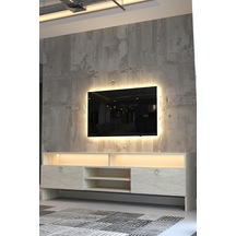 Resital Ledli Tv Sehpası - Led Işıklı - Gold Traverten - Gl9032-8