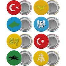 Eski Türk Devletleri Çanta Rozeti Seti 8 Adet En Büyük Boy 5.8Cm