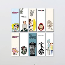 Çizgi Film Dizi Karakter Karışık Tasarım 10 Adet Kitap Ayraç Seti